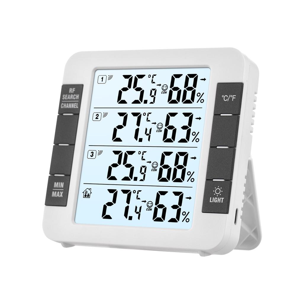 3-канальный цифровой термогигрометр для использования в помещении и на открытом воздухе с дистанционным датчиком, подсветка 328 футов/100 м