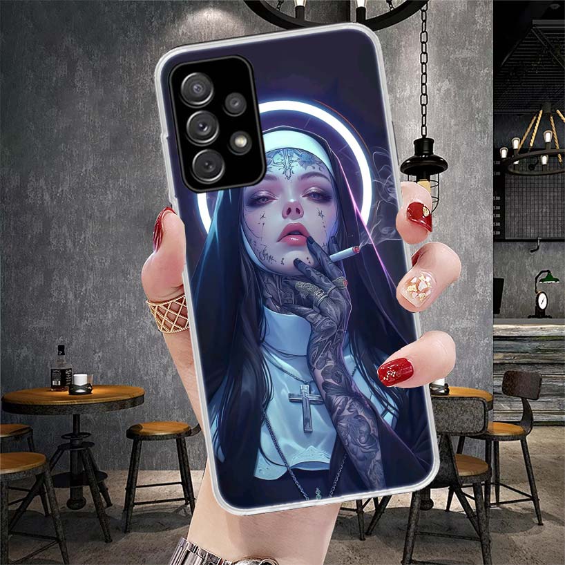 Мягкий чехол для телефона 'Темная демоническая монахиня' для Samsung Galaxy S22 S23 S24 S25 Edge S26 Ultra S20 FE S21 Plus + Fundas Coque Galaxy S20 S21 S