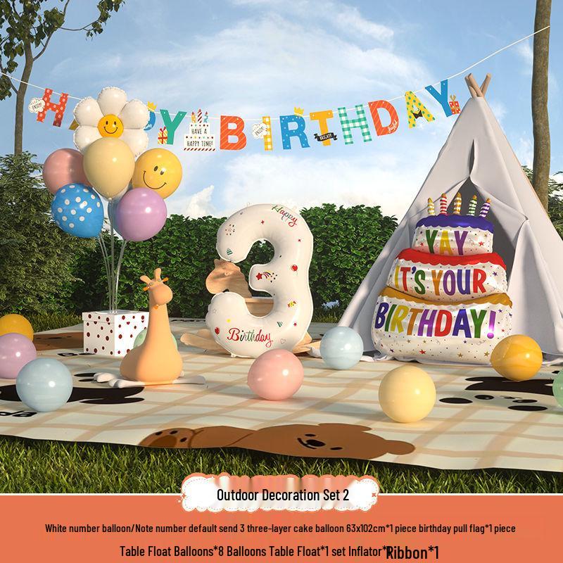 Сяохуншу Первый день рождения Кемпинг Вечеринка Шары и Баннер для Детей