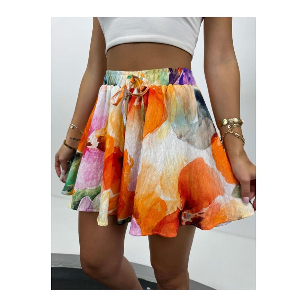 Blue Tropical Pattern Lined Shorts