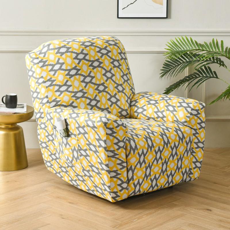 Elastic Full Cover Recliner Chair Slipcover Single Seater Sofa - Thick Fabric Dustproof Protector With Printed Patterns