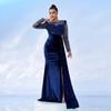 Long Sleeve Sequin Mesh Fishtail Evening Dress for Women