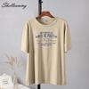 Shellsuning Oversized Letter Printed Couple Clothes Summer New Casual Vintage Short Sleeves Basic Soft Tees Female Korean All Match Gothic Tops