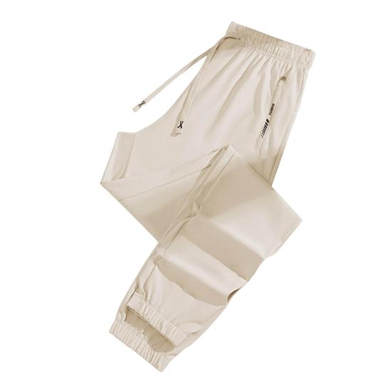 Unisex Summer Ice Silk Pants Thin Loose Straight Leg Cooling Trousers Drawstring Elastic Waist Slacks Quick-drying Solid Color Sweatpants