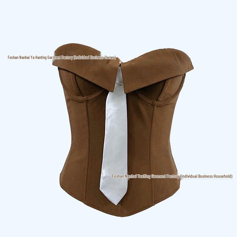 2025 Fashion Tube Top with Removable Pads and Fishbone Zipper Waist - Accentuates Body Shape