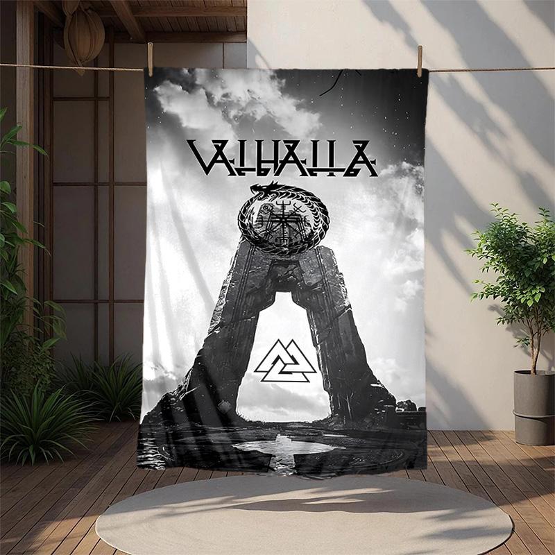 Mythology Valhalla Flannel Blanket Soft Warm All-Season Throw, Design for Camping, Car Travel, Hiking Sofa, Bed, Office Perfect Gift for Parties