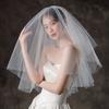 White Bridal Veil Double-Layered Solid Color Wedding Veil Soft Mesh Material Prom Cosplay Veil