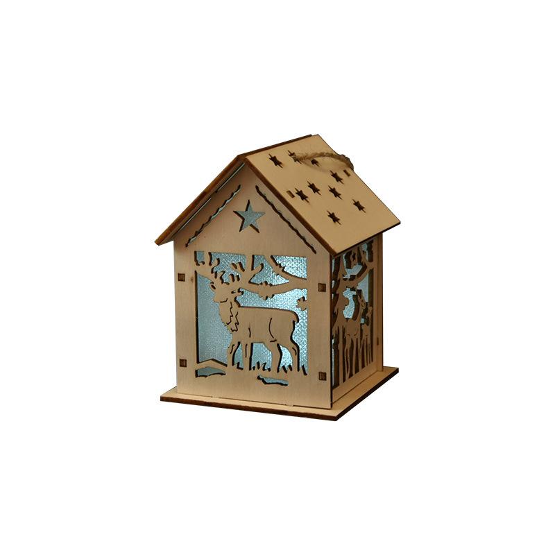 Деревянный домик, светодиодная лампа, работающая от батареек, многоцветная, домашние украшения, декор для рождественской елки, настольные украшения, подвесные огни