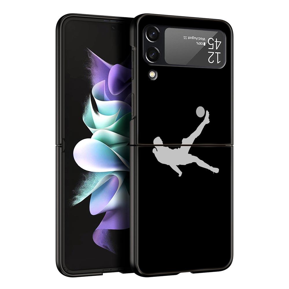 Чехол для телефона «Футболист с изображением футболиста» для Samsung Galaxy Z Flip 3 4 5, черный складной чехол для мобильного телефона, жесткий защитный чехол из ПК