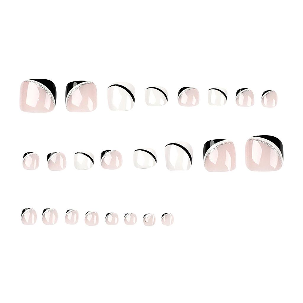 24pcs Press-on Toe Nails Wearable Manicure Fake Nails Removable Manicure 10ml