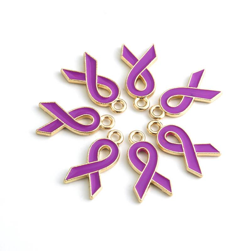 10pcs Alloy Ribbon Charms Breast Cancer Awareness Pendants Enamel Charms For Jewelry Making DIY Necklace Bracelet Accessories
