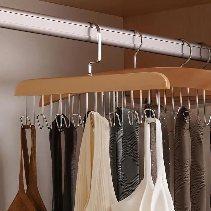 New 1 PCS Multi-functional Solid Wood Hanger Hook Women Storage Bra Hanger Home Belt Hanger Durable 8 Hooks Rack Closet Clothes Organizer