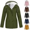 Women Winter Coat Fleece-lined Hooded Press Button Zipper Closure Outerwear Mid Length Plus