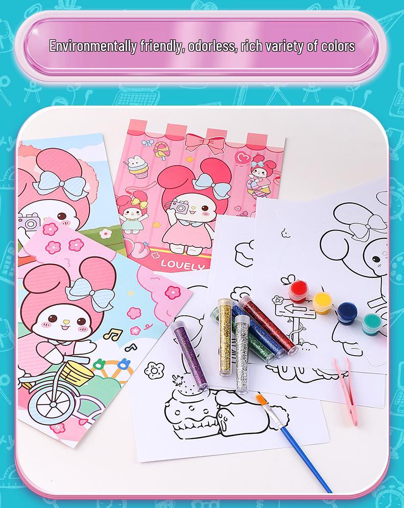 Красочный набор для творчества Cinnamoroll для детей: Блестящий макияж, Акварельные фломастеры, Мелки, Краски - Идеально для детского сада и подарков для рисования