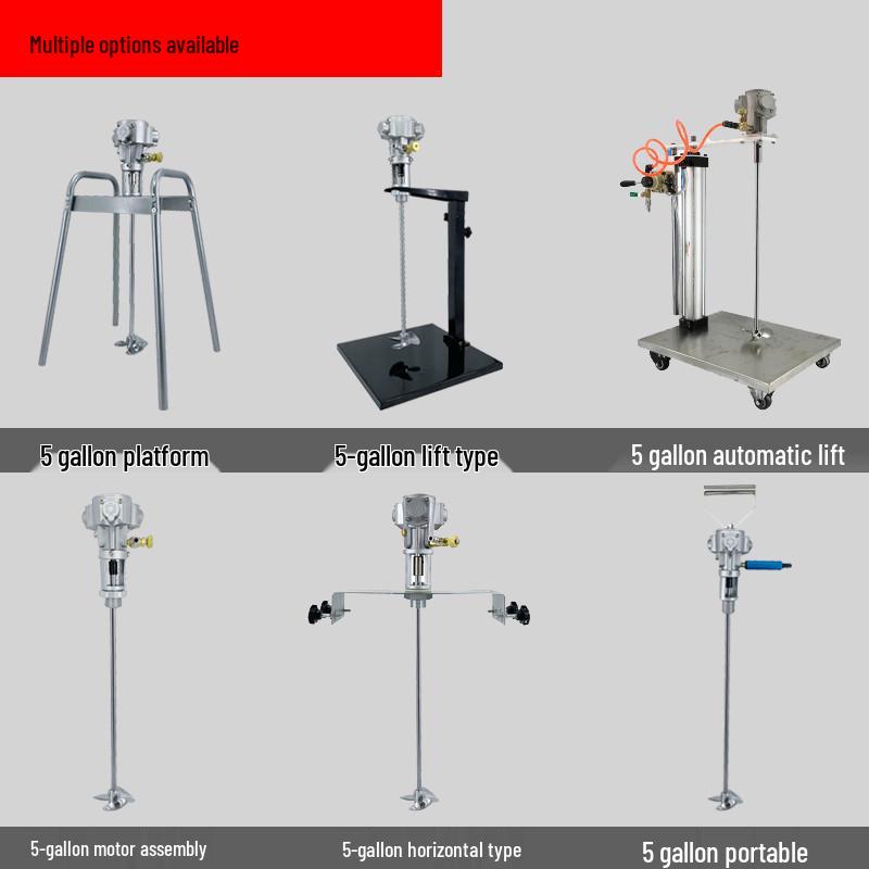 5-Gallon Stainless Steel Pneumatic Mixer, Explosion-Proof, Handheld Lifting Platform for Paint and Ink.