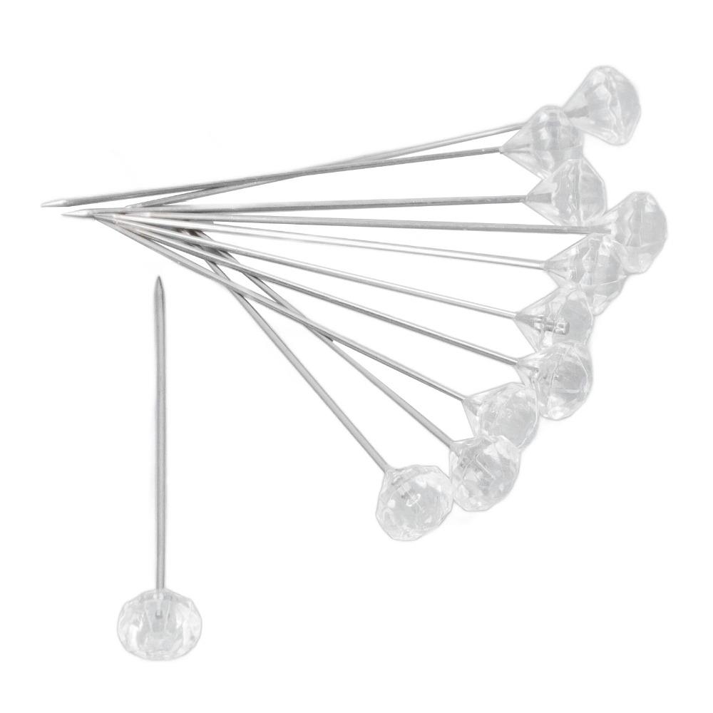 300Pcs Straight Shank Rhinestone Head Pins Clear Crystal Floral Wedding Pins Boutonniere Making