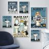 Black Cat Shark Rabbit Raccoon Canvas Painting Get Naked Quote Poster Print Wall Pictures for Toilet Bathroom Wall Decor Cuadros