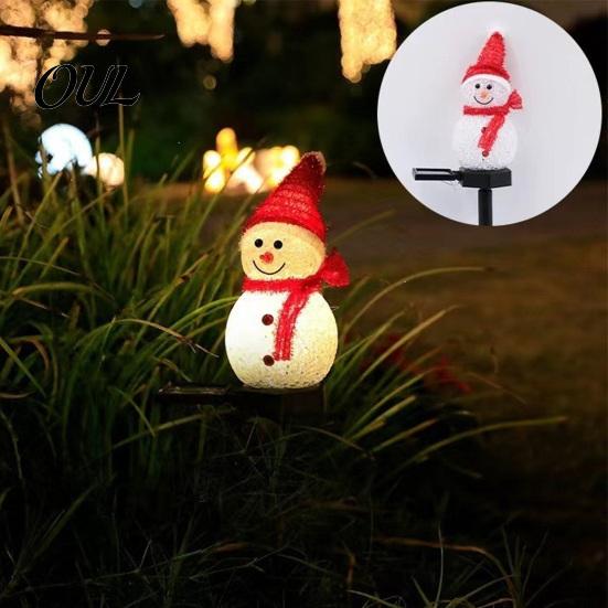 Weather Resistant Outdoor Patio Lights 2Pcs Solar Snowman Garden Lights, Christmas Pathway Waterproof Cute Landscape Lamps LED with Stakes for