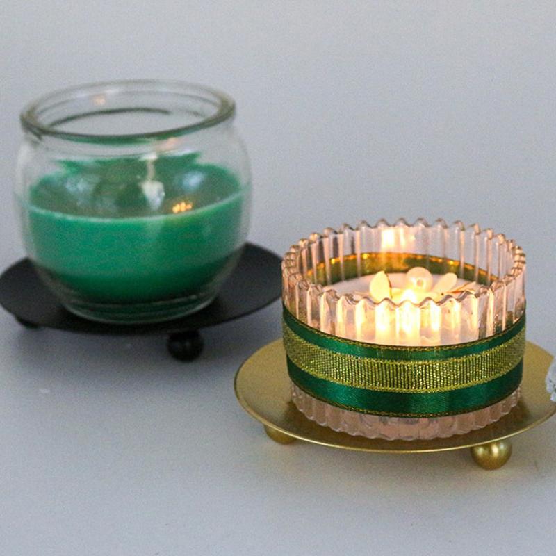 Mini Wrought Iron Candle Holder Creative Simple Geometric Saucer Romantic Candle Cup Table Decoration