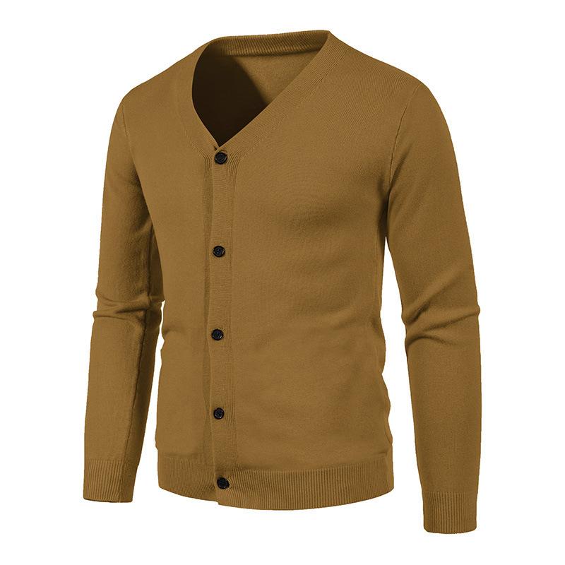 Sweater Men's Casual Solid Color Cardigan Knitted Sweater Thin Knitted Cardigan Jacket