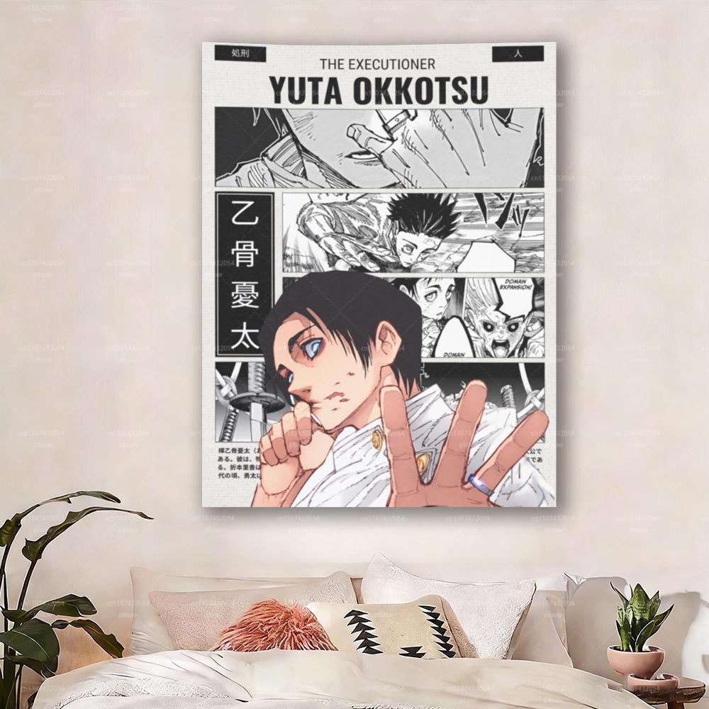J-Jujutsu Kaisen Yuta Okkotsu Wall Tapestry - Anime Manga Art Wall Hanging for Bedroom Dorm Living Room Fan Decor