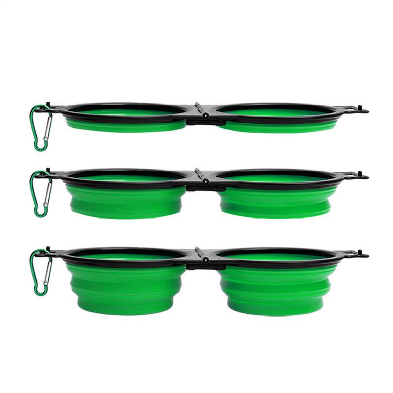 Складная двойная миска для собак, дорожная миска для воды и еды для собак, медленная кормушка для домашних животных, поилка для воды с зажимными фиксаторами для прогулок, походов, кемпинга