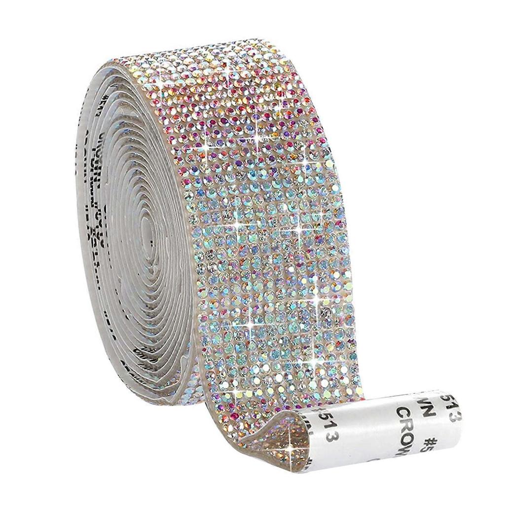 2xSelf-Adhesive Crystal Rhinestone Diamond Ribbon DIY Sticker Multicolor 1.4cm