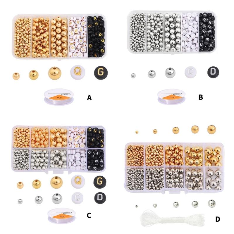 Gold Silver Round Spacer Beads Resin Beads Jewelry Beads DIY Letter Beads for Handmade Craft Project and Jewelry Making