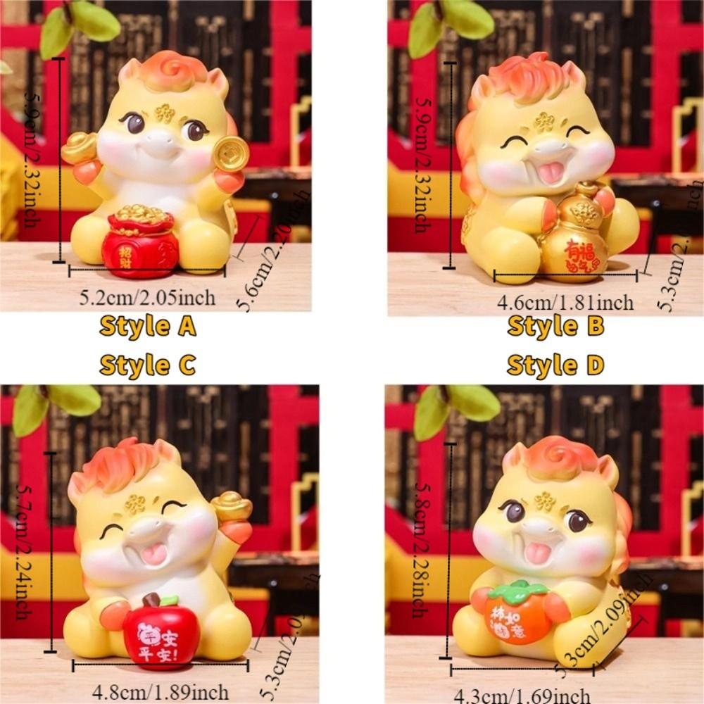 Resin Zodiac Horse Ornament Cartoon Desktop Decoration Traditional Horse Year Mascot Gift