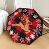 1pc Christmas Reindeer Plaid Pattern Umbrella with Plastic Handle,Suitable for All Seasons Home Travel Outdoor UmbrellaDD227