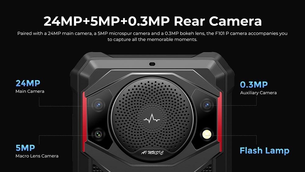 FOSSiBOT Защищенный смартфон F101P, 4 ГБ + 64 ГБ, тройная камера с искусственным интеллектом, динамик 123 дБ, восьмиядерный процессор MediaTek Helio P22, Android 13.0