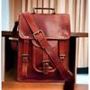 Brown Vintage Leather Men's Big Vertical Laptop Bag Satchel Messenger Briefcase