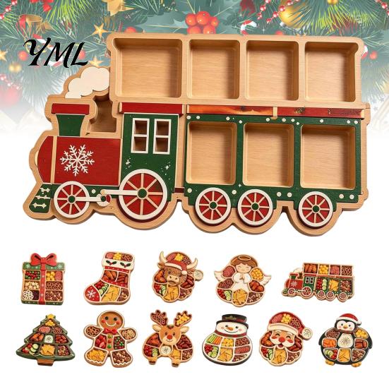 Decorative Tray for Fruit Cheese Christmas Snack Serving Tray, Divided Holiday Appetizer Platter, Cute Snowman/Tree/Penguin/Cow Shaped Table