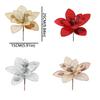 Sparkling Artificial Poinsettia Flower Pick Sequins Christmas Tree Floral Spray  Wedding Party
