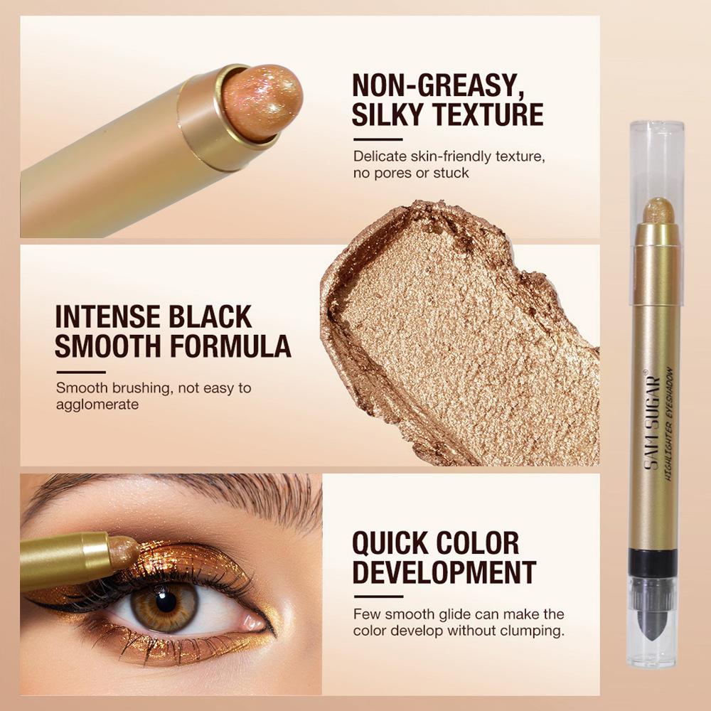 Металлические тени для век и блеск для губ два в одном, водостойкий карандаш для макияжа, высокая пигментация, шиммер, матовый, двухсторонний, ручка для красоты