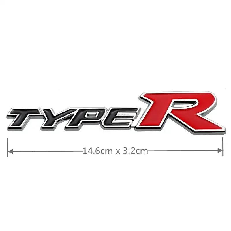 COT1 3D Metal Type R Logo Front Grill Badge Rear Trunk Emblem Sticker Decals For Honda Civic TYPER CRV HRV Accord Fit Car Accessories
