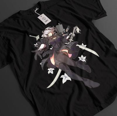 Футболка Nier Automata Футболка YoRHa 2B Футболка 9S Топ A2 Ив Найнс Адам Аниме Футболка