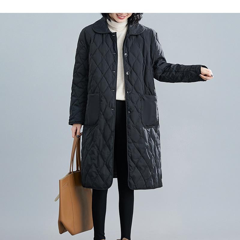 Women's Spring And Autumn Large Light And Thin Cotton Coat Loose Cotton Coat Mid Length Coat
