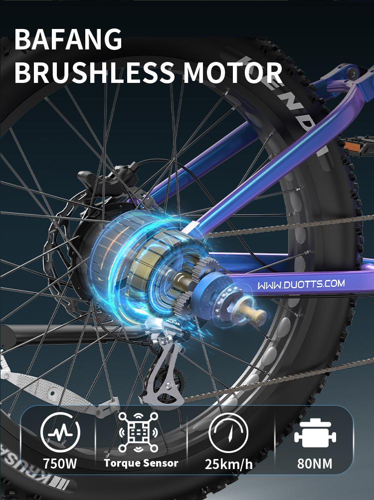 DUOTTS E26 electric bicycle, Samsung 48V 20Ah battery, full suspension system, 26-inch tires, maximum range 60-120 km.