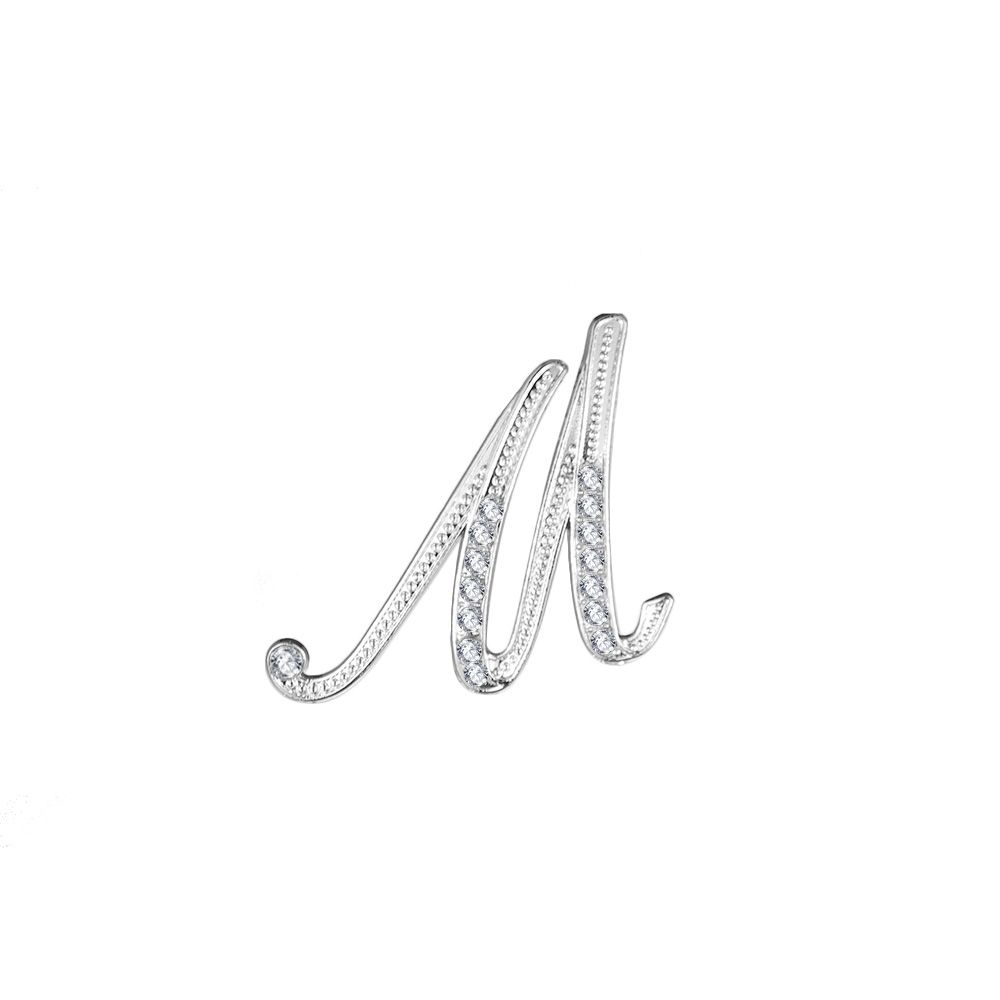 Suit Collar Accessories 26 English Letters Rhinestone Clip Initial Lapel Pin Crystal Letter Brooch