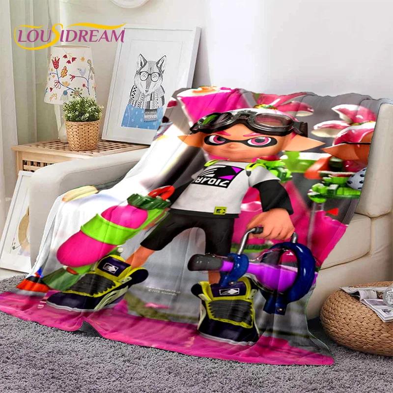 Splatoon3 PC Игрок Мультяшная Игра Мягкие Одеяла, Теплое Плед-Покрывало Уютное Одеяло для Пикника Кроватей Дивана Дома Спальни Подарок