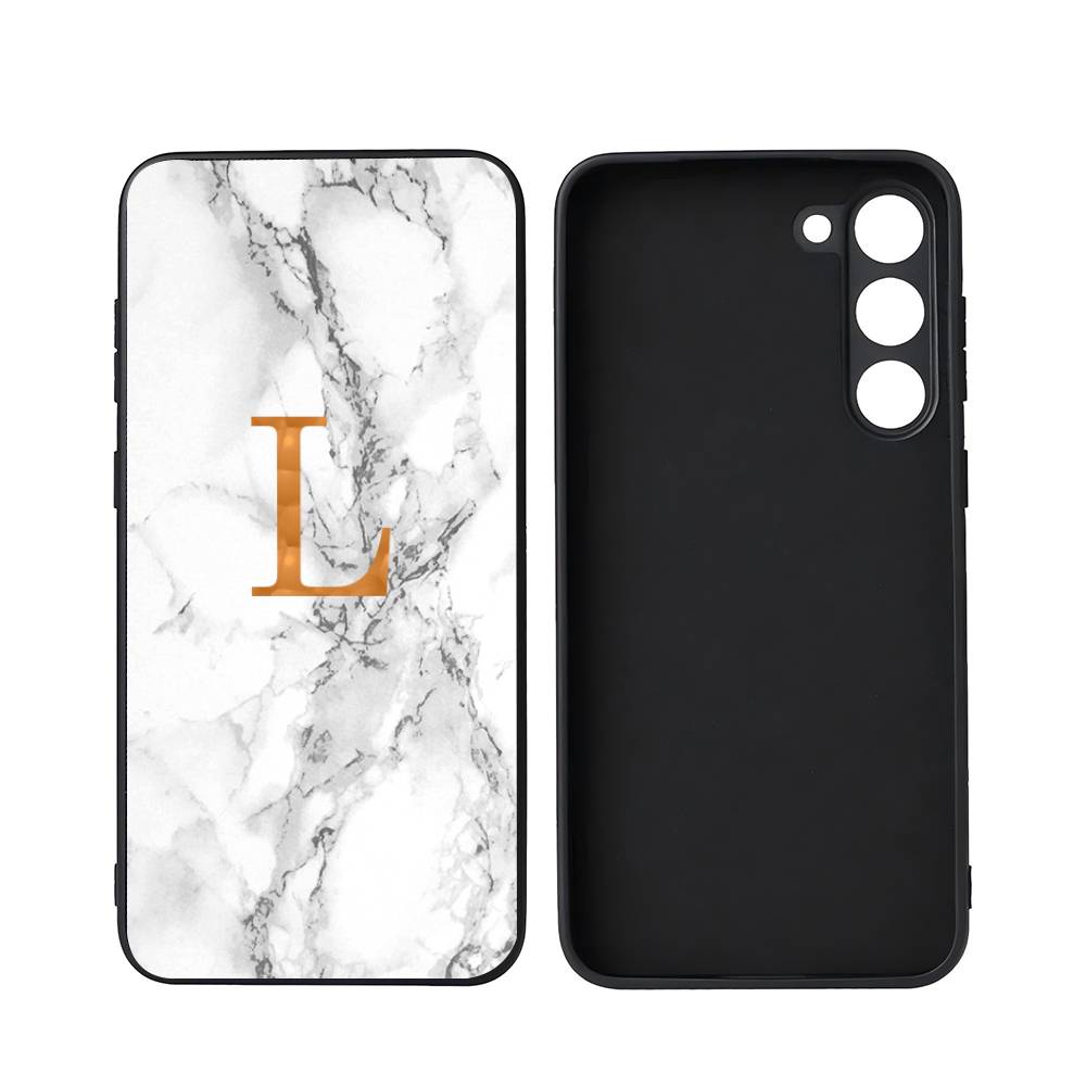 Custom Name Shell Marble Background Letters Luxury Black Phone Case For Samsung Galaxy S23 S24 S25 Ultra S22 Plus S21