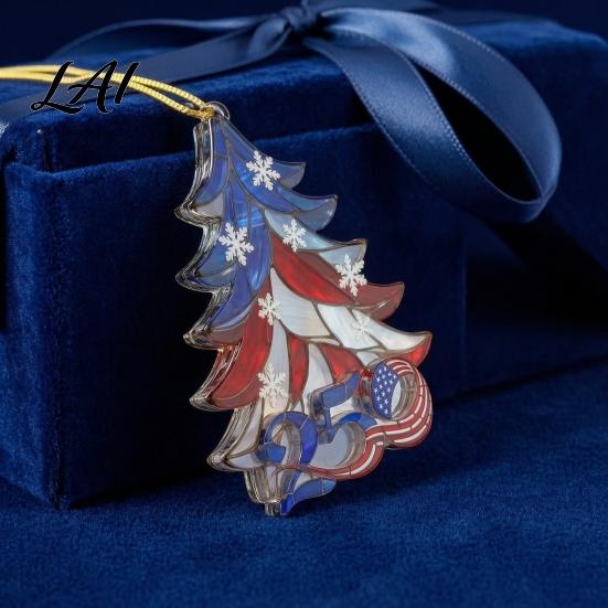 Lightweight Acrylic Car Rearview Mirror Decor 250 Anniversary USA Christmas Ornament America Years Patriotic Tree Party Gift Decoration 1776-2026 2D
