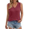 Женская повседневная модная футболка без рукавов с V-образным вырезом и однотонным жилетом