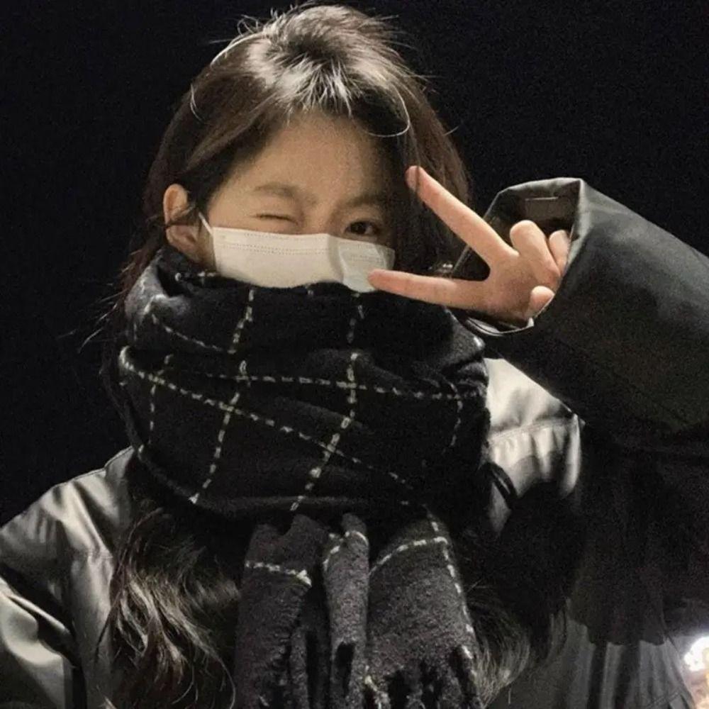 Solid Color Winter Cashmere Scarves Cashmere Shawl Cape Wraps Retro Plaid Wool Scarf Student
