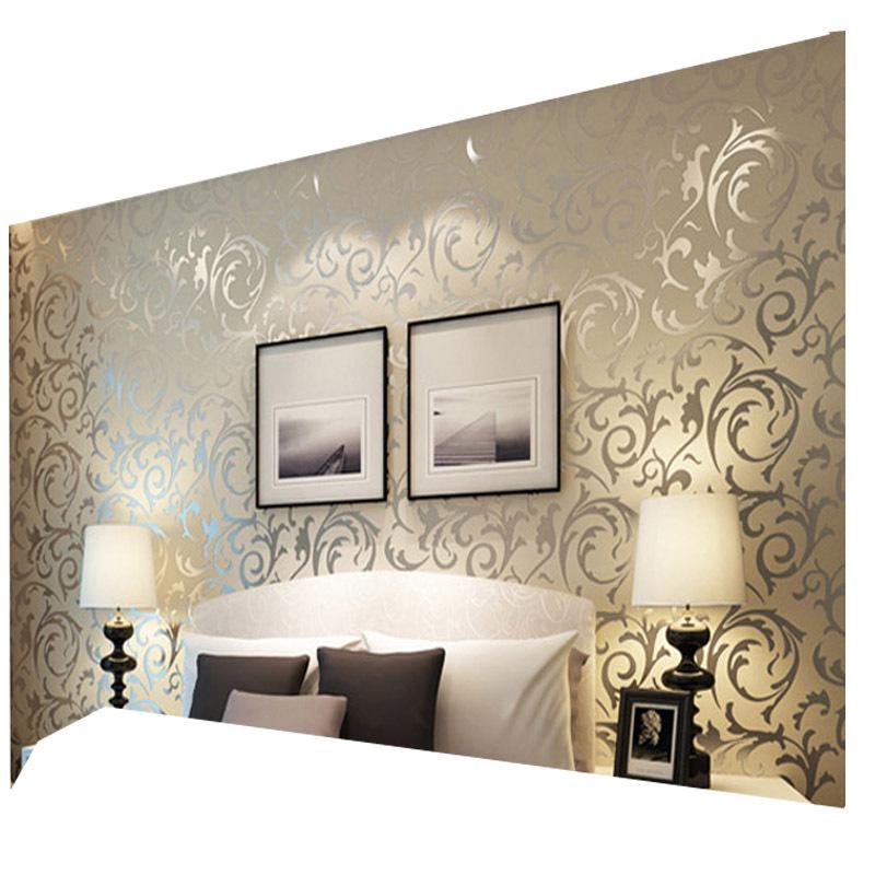 3D обои Acanthus Leaf Silver — нетканый дизайн для спальни, гостиной и ТВ-дивана