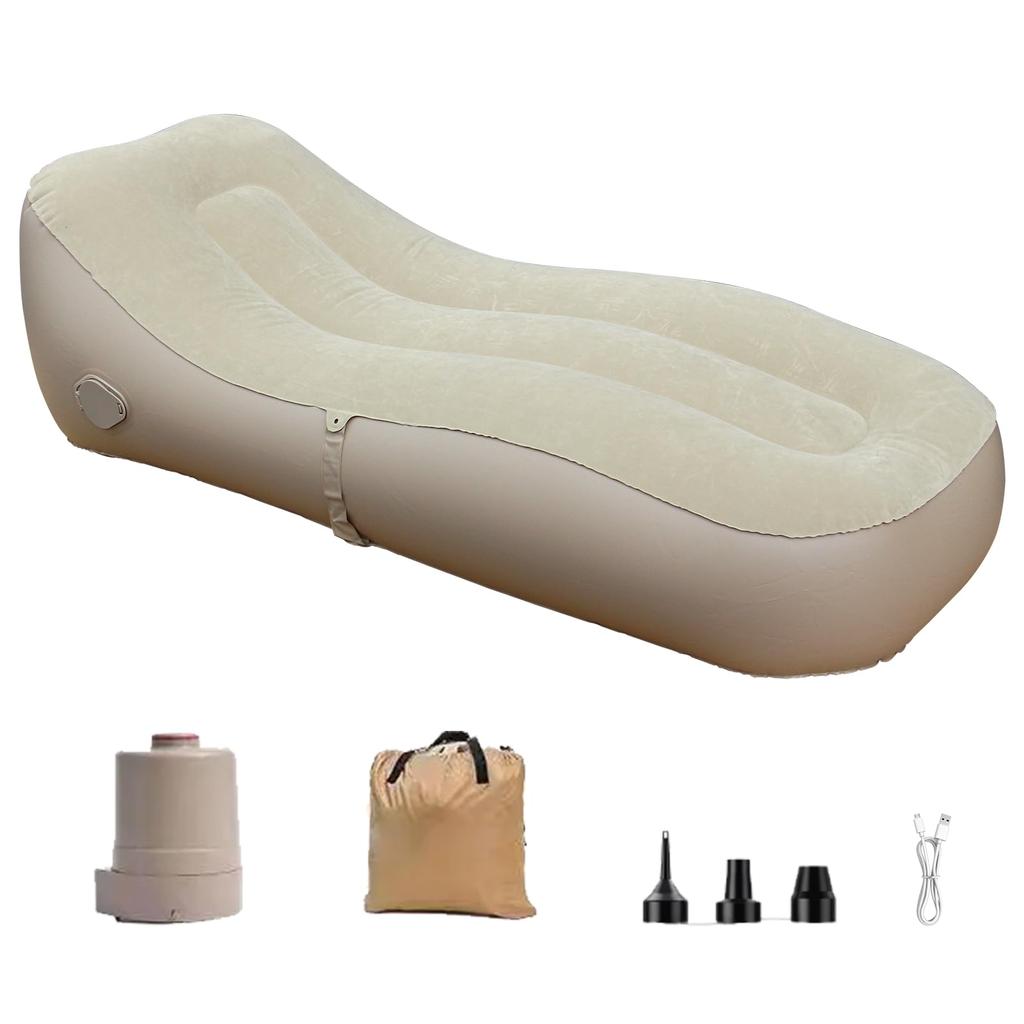 Baiao Airbed Single with Removable Fast Inflation and Deflation Mattress for Backpacking and Hiking (Brown) Built-in Pump, Auto-Inflating Camping,