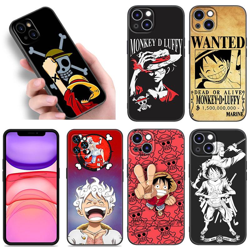 Anime One Piece Luffy Phone Case For Apple iPhone 12 13 Mini 11 14 15 Pro Max 7 8 Plus X XR XS SE 2020 2022 Black Silicone Case