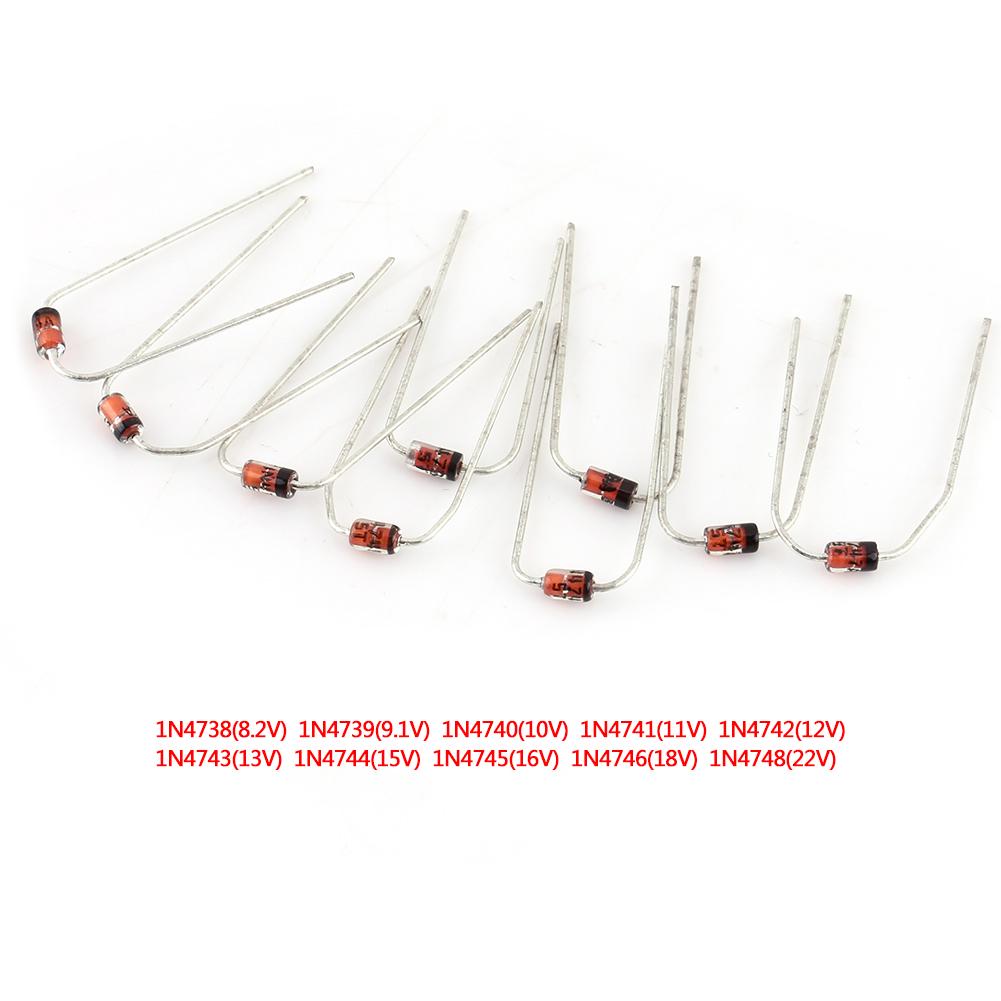 200 Piece 10 Value Zener Diode Assortment, Electronic Kit, Low Leakage and Voltage Drop, 200 Pieces in 10 Values, Ideal , High Effici