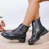 Winter Heart-shaped Women's Boots Lace-up Ankle Shoes for Women  New Buckle Low Heel Solid Shoes Women's Boots Botas